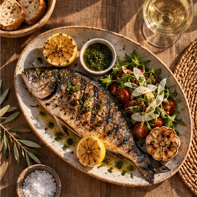 Grilled fish on the charcoal grill